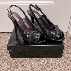 Steve Madden black sequin platform heels size 10